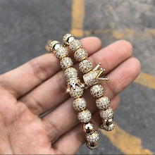 Load image into Gallery viewer, Luxury Crown Charm Men Bracelets 8mm Micro Pave CZ Round Braided Macrame Bracelet Pulseira Feminina Handmade Jewelry Women Gift