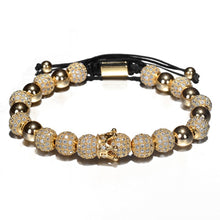 Load image into Gallery viewer, Luxury Crown Charm Men Bracelets 8mm Micro Pave CZ Round Braided Macrame Bracelet Pulseira Feminina Handmade Jewelry Women Gift
